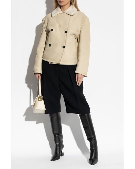 Jacquemus Natural Double-Breasted Shearling Coat