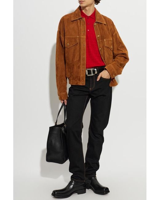 Versace Red Wool Polo for men