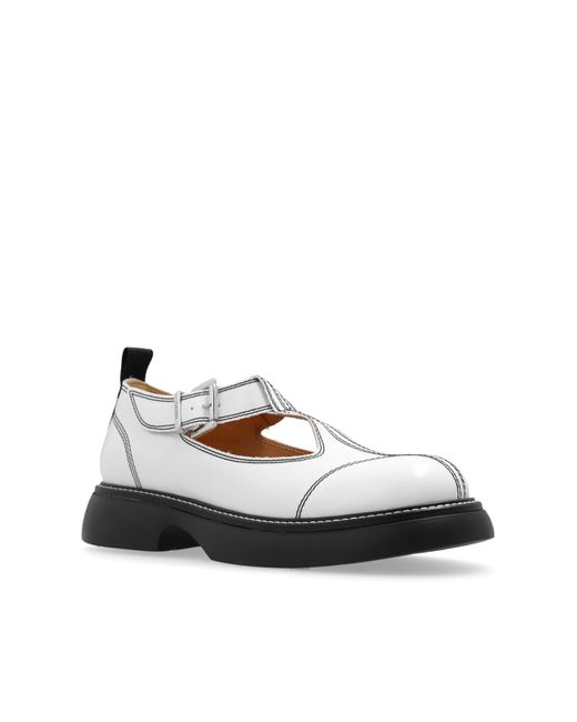 Ganni White Shoes With Stitching Details,