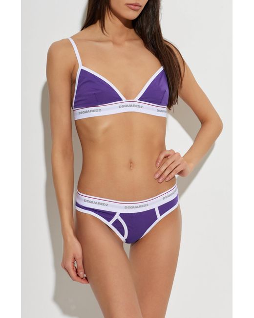 DSquared² Purple Logo Bra