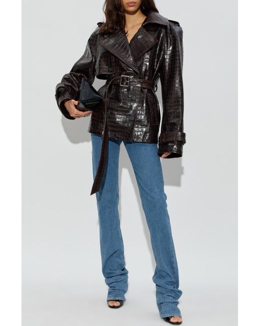 The Attico Black Leather Jacket With Belt