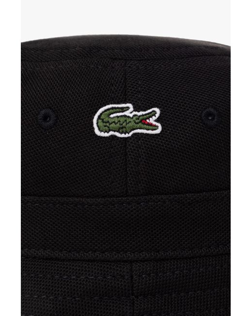 Lacoste Black Bucket Hat With Logo,