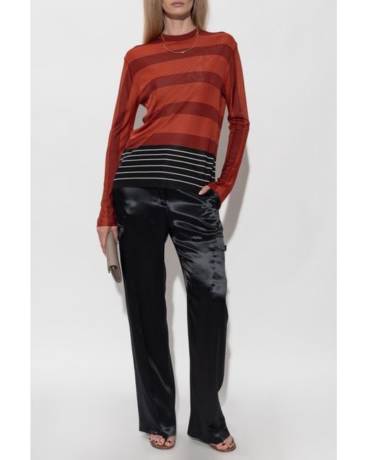 Ferragamo Red Top With A Striped Pattern