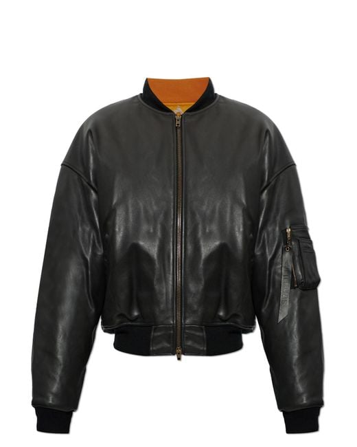 Vetements Black Leather 'Bomber' Jacket for men