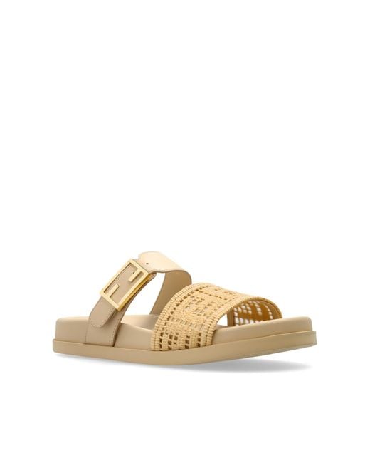 Fendi Gray Slides With Logo