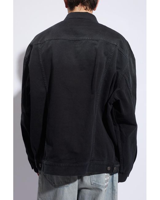 Balenciaga Black Size Sticker Oversized Denim Jacket for men