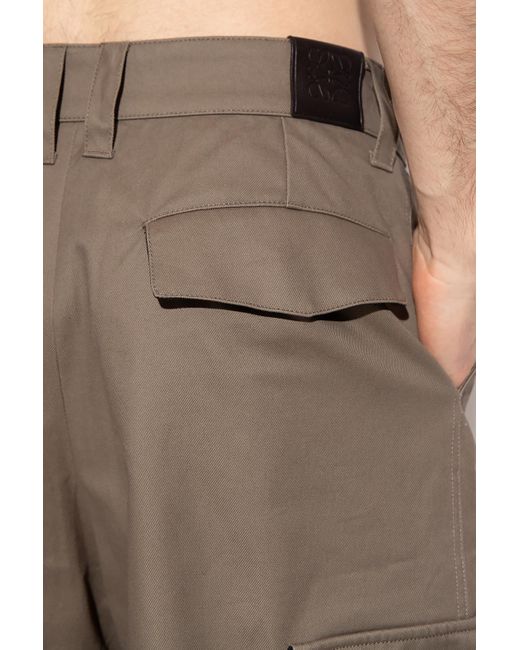 Loewe Cotton Cargo Trousers in Green 