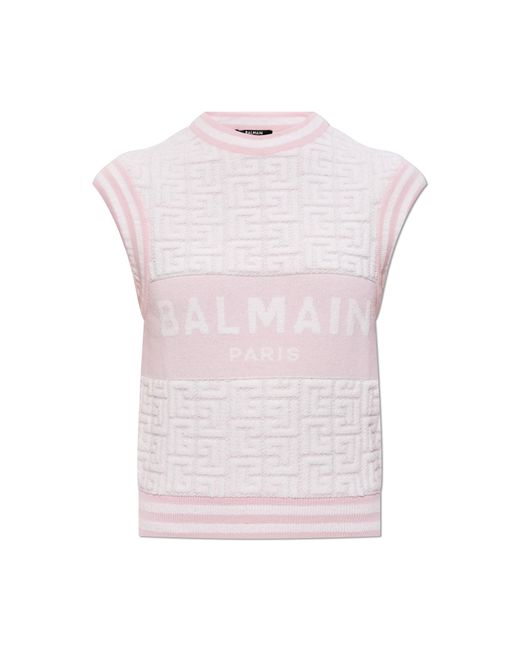 Balmain Pink Vest With Logo,