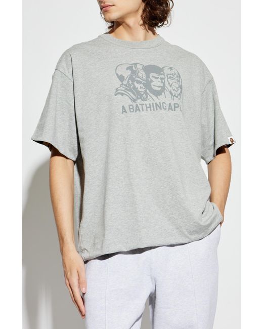A Bathing Ape Gray T-Shirt With Logo for men