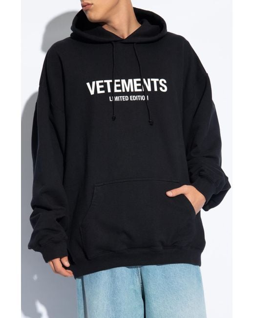 Vetements Black Hoodie With Logo, for men