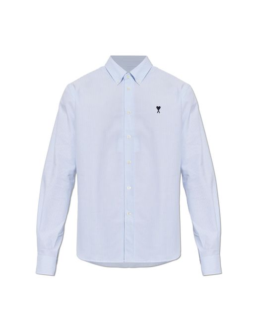 AMI Gray Striped Pattern Shirt for men