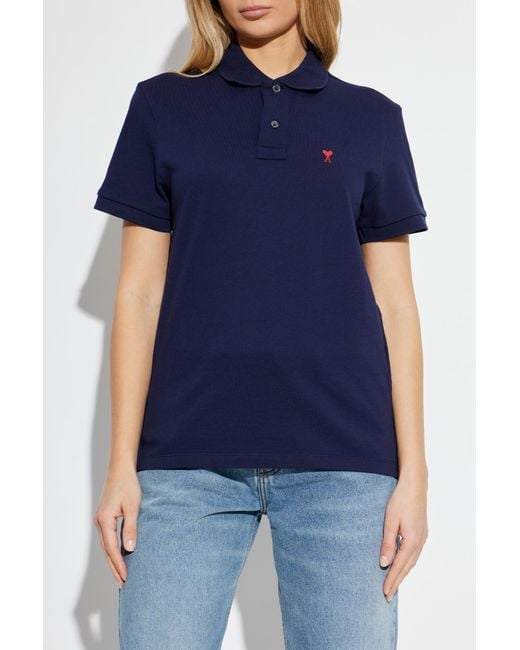 AMI Blue Polo With Logo
