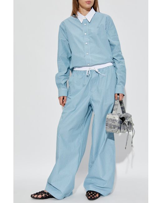 Acne Blue Striped Pattern Trousers