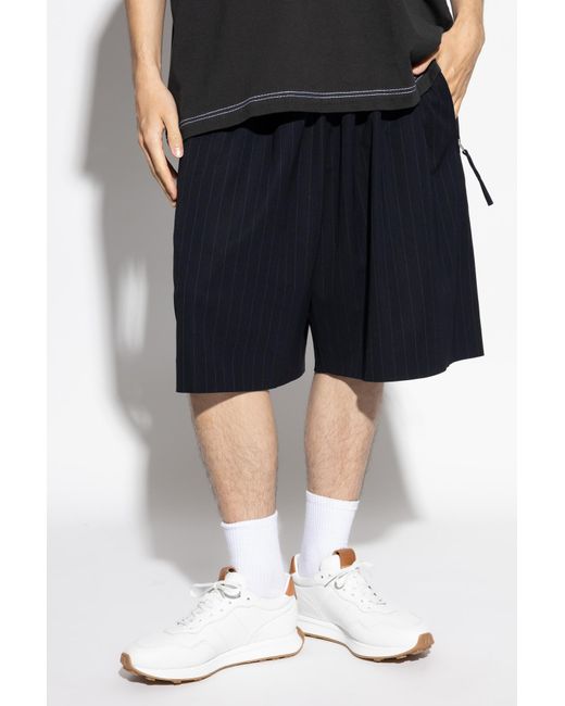 Acne Black Striped Pattern Shorts for men