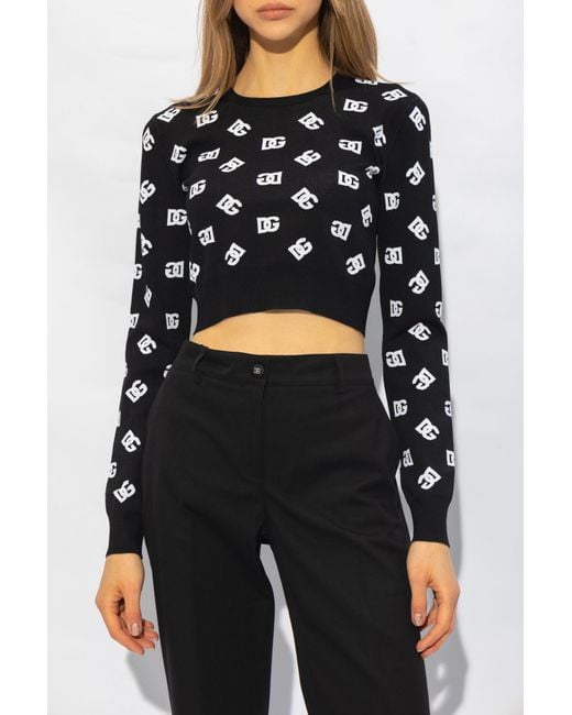 Dolce & Gabbana Black Cropped Top With Monogram,