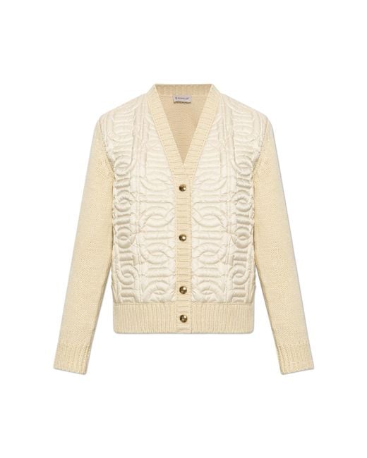 Moncler Natural Cardigan With Quilted Front