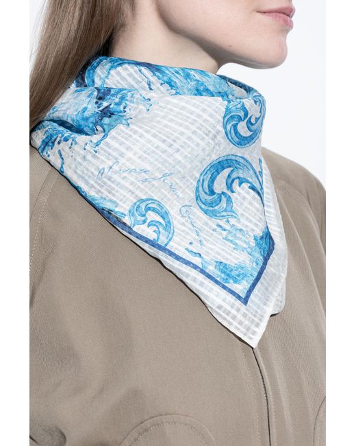 Versace Jeans Couture Blue Scarf With "Barocco" Pattern