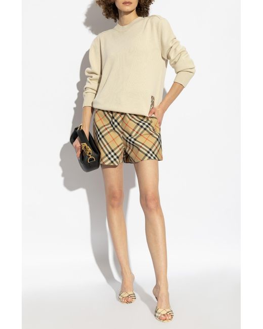 Burberry Metallic Shorts With Check Pattern