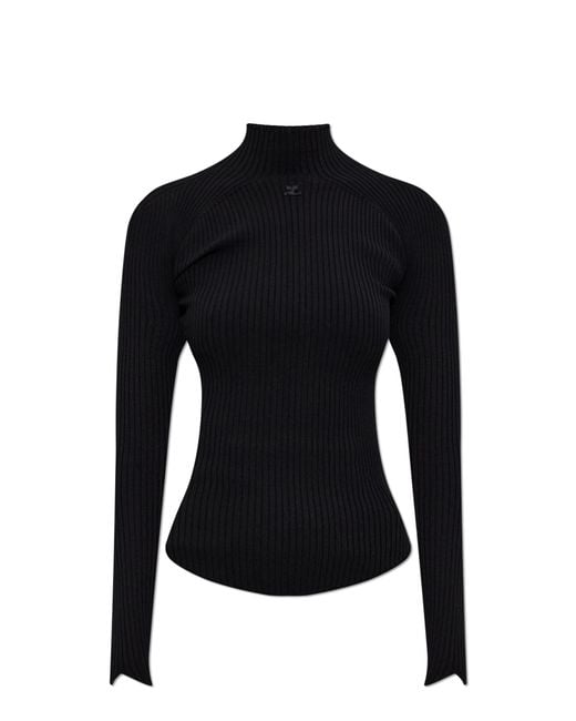 Courreges Black Turtleneck With Logo