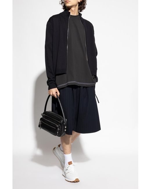Acne Black Striped Pattern Shorts for men