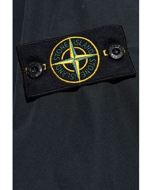 Stone Island Blue Lightweight Jacket With Logo Patch for men