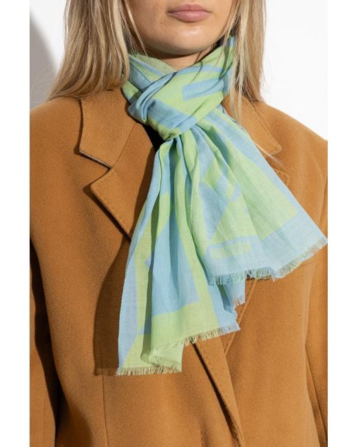 Moschino Green Scarf With Logo