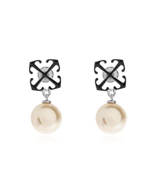 Off-White c/o Virgil Abloh Metallic Earrings With Glass Pearl