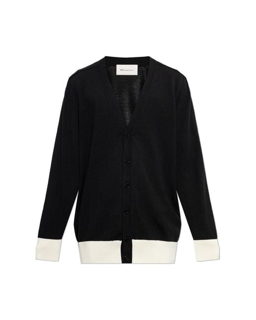 AMI Black Wool Cardigan for men