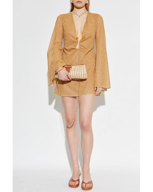 Oseree Natural Dress With Lurex Thread