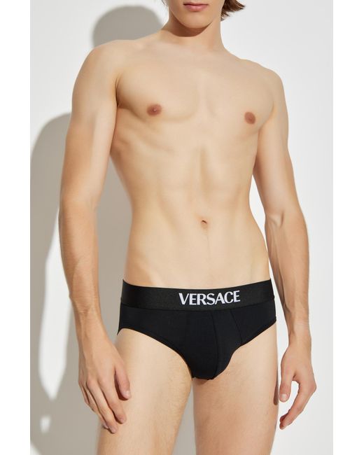 Versace Black Three-Pack Of Briefs With Logo for men
