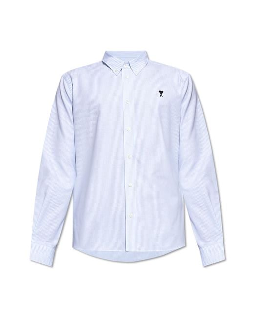 AMI Black Cotton Shirt With Logo for men