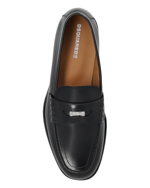 DSquared² Black Leather Loafers for men