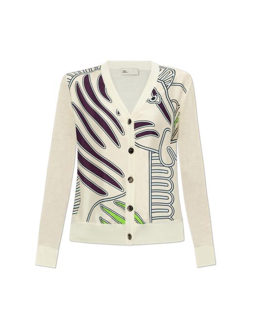 Tory Burch White Cardigan From Mixed Materials,
