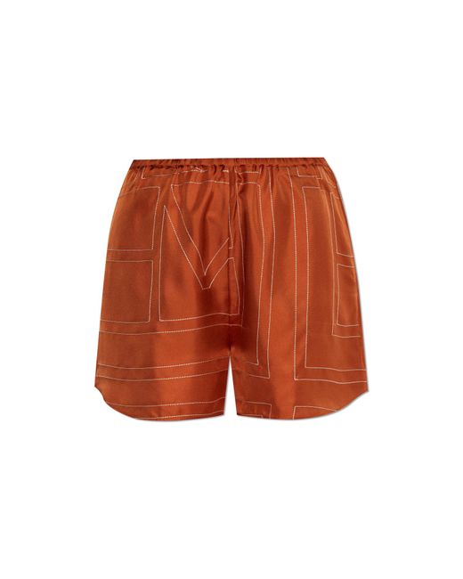 Totême Orange Silk Shorts