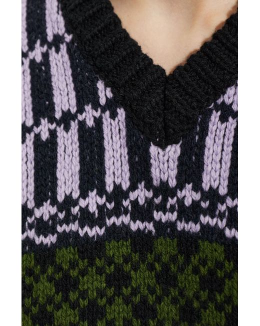 Marni Black Wool Sweater With Pattern for men