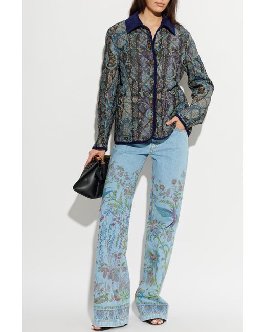 Etro Blue Insulated Jacket With Pockets