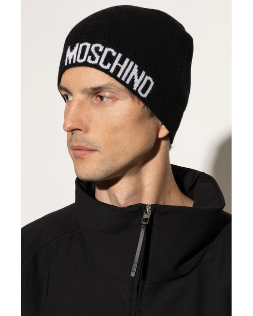 Moschino Black Cap With Logo