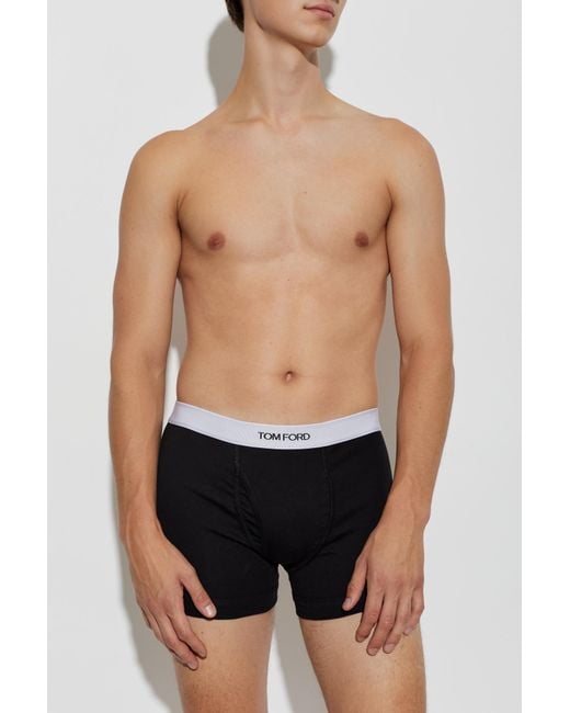 Tom Ford Black Two-Pack Of Cotton Boxers With Logo for men