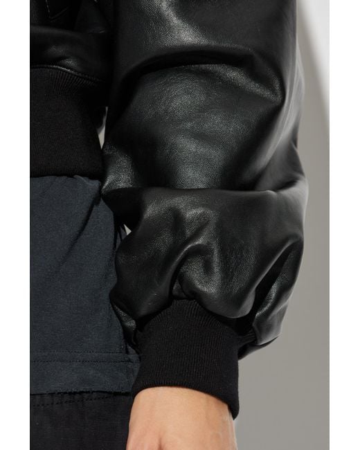 Balenciaga Black Leather Bomber Jacket