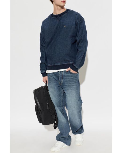Emporio Armani Blue Sweatshirt With Logo for men