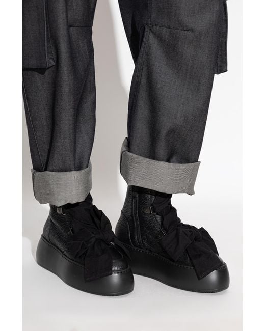 Agl Attilio Giusti Leombruni Black Leather Platform Shoes "Vibe Ribbon"