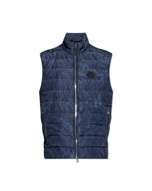 Etro Blue Vest With Quilted Front for men