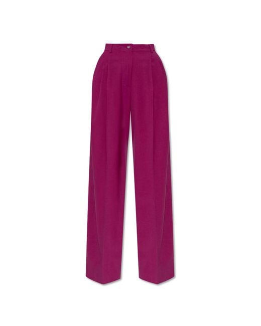 Dolce & Gabbana Purple Wool Trousers With Crease