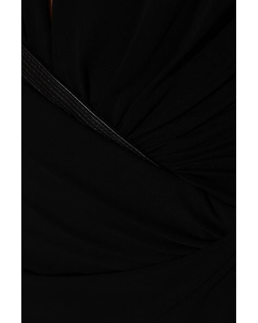 Versace Black Long Dress With Leather Inserts