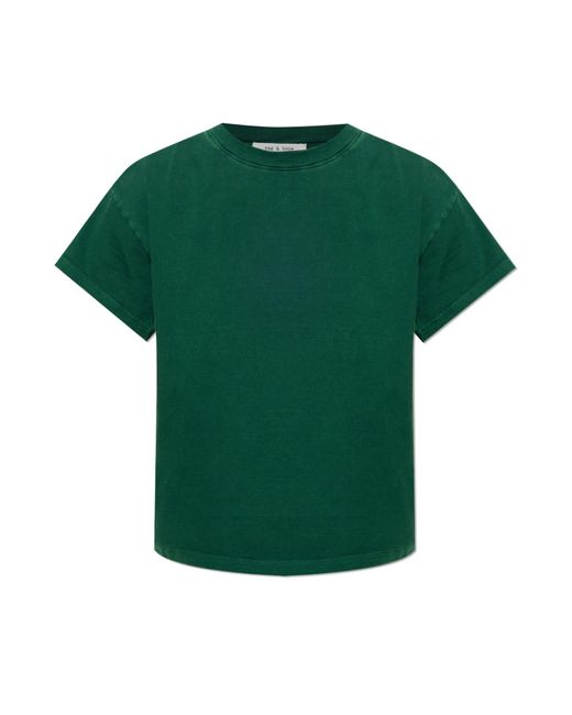 Rag & Bone Green Cotton T-Shirt With Crew Neck