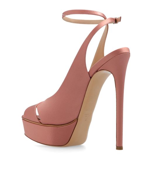 Casadei Pink 'flora Jolly' Satin Platform Sandals,