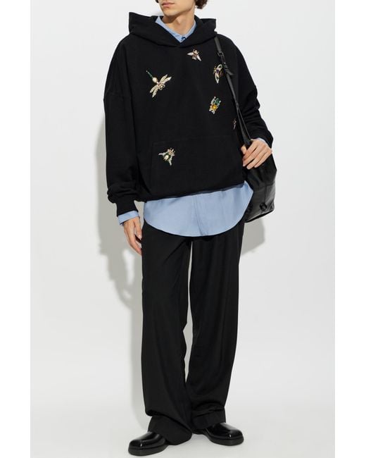 Balmain Black Sweatshirt With Appliqués for men