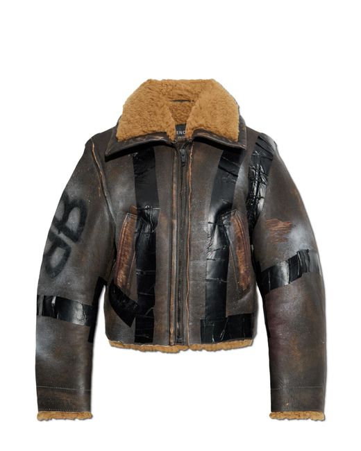 Balenciaga Black Shearling Coat With Vintage Effect
