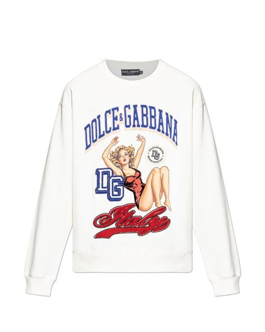 Dolce & Gabbana White Sweatshirt With Patch for men