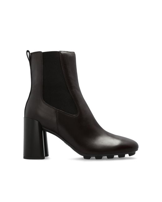 Hogan Black Leather Ankle Boots With Heels
